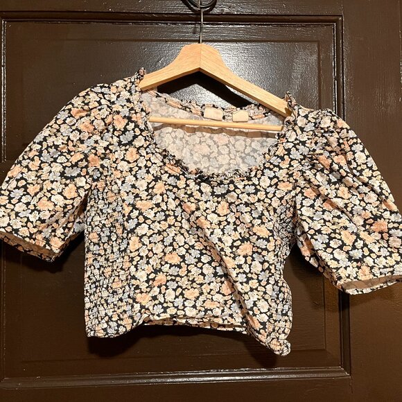 Levi’s Vanessa Floral Puff Sleeve Crop Top - Small - Picture 1 of 6